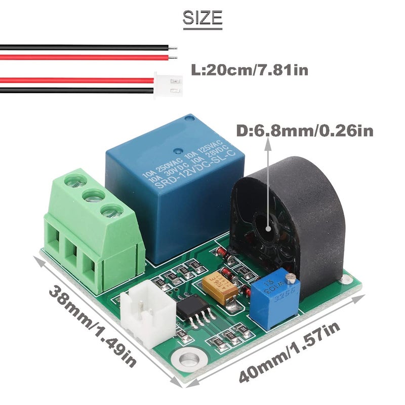 DKARDU 2 pcs Current Detection Sensor AC Current Sensor Module 5V 12V 24V 0-5A Adjustable Relay Protection Module Over-Current Protection Switch Output with Screwdriver (12V) - Image 3